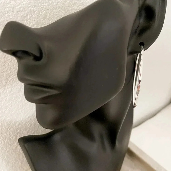 925 Sterling Silver Hoop Earrings Large Silver Hoops Diamond Cut Earrings - Picture 7 of 8